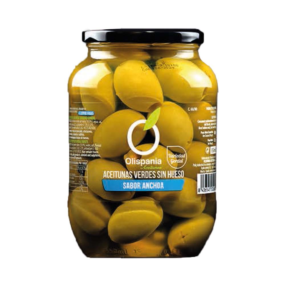 Aceituna Gordal Deshuesada Sabor Anchoa 60/80 400g Olispania