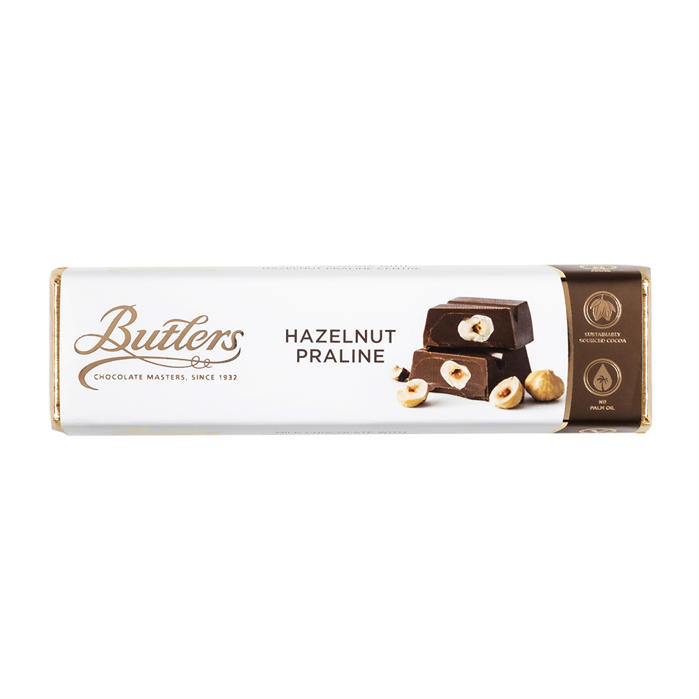 HAZELNUT PRALINE BAR 75 G BUTLERS