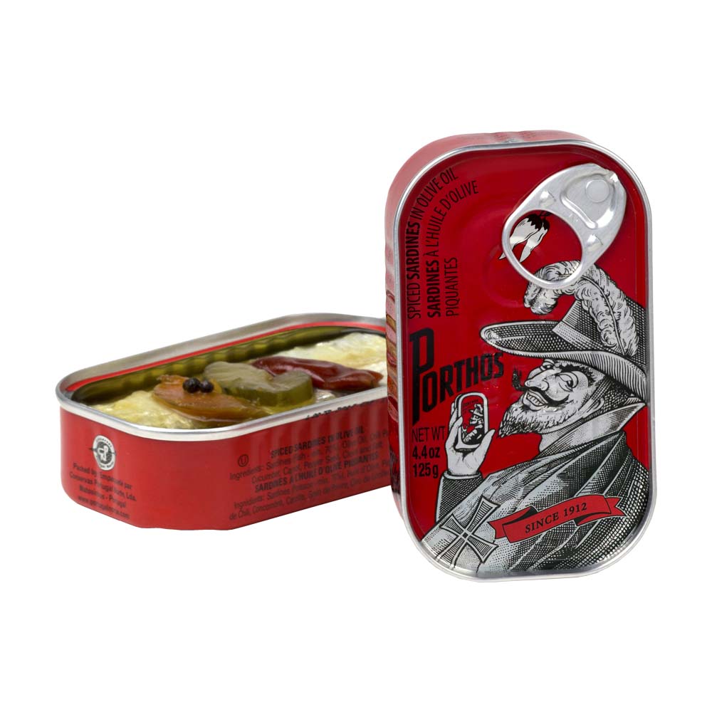 Sardinas Ac. Oliva Cond. Picante 3/5 125g PORTHOS Vintage