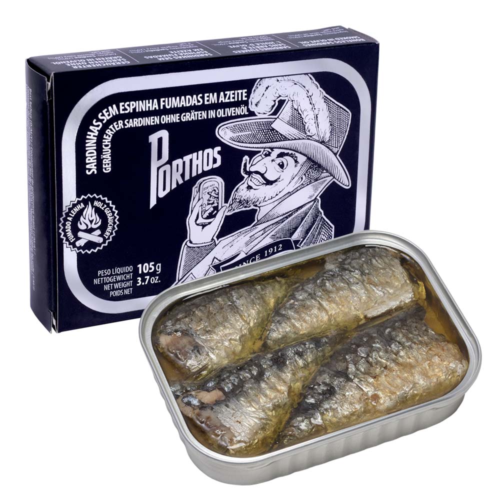Sardina Sin Espina Ahumada en Ac. Oliva 105g PORTHOS Smoked