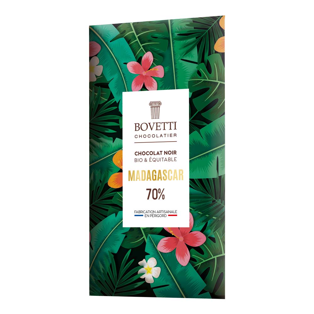 TABLETA CHOCOLATE NEGRO 70% MADAGASCAR 80G BIO BOVETTI